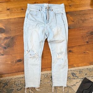 LOFT womens Light Blue Ripped Skinny Jeans